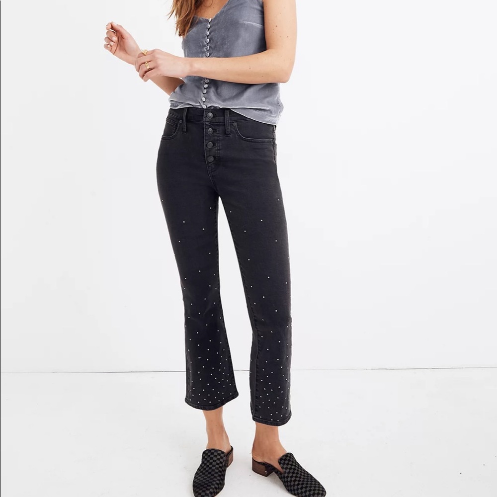 Cali Demi-Boot Jeans: Scattered Metallic Dots Edition